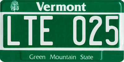 VT license plate LTE025