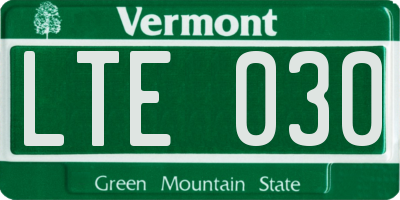 VT license plate LTE030