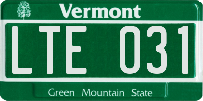 VT license plate LTE031