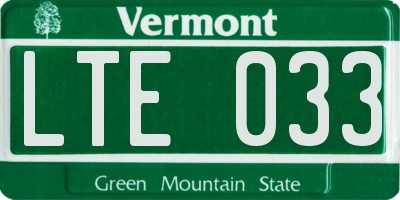 VT license plate LTE033