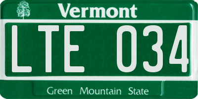 VT license plate LTE034