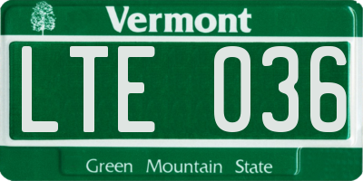 VT license plate LTE036