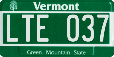 VT license plate LTE037