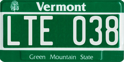 VT license plate LTE038