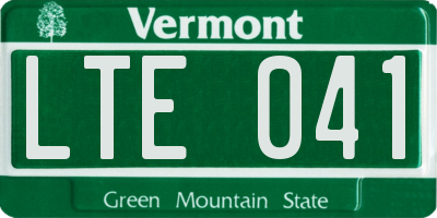 VT license plate LTE041