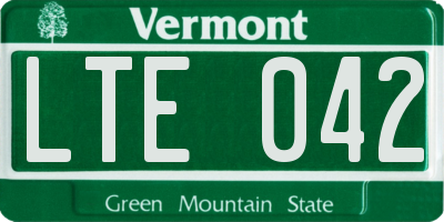 VT license plate LTE042