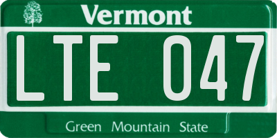 VT license plate LTE047