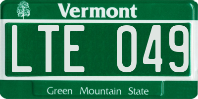 VT license plate LTE049