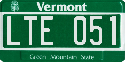 VT license plate LTE051