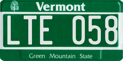 VT license plate LTE058