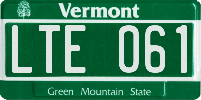 VT license plate LTE061