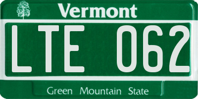 VT license plate LTE062