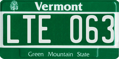 VT license plate LTE063