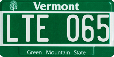 VT license plate LTE065