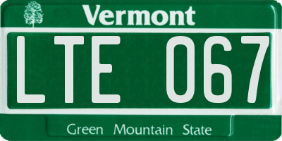 VT license plate LTE067