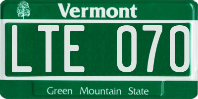 VT license plate LTE070