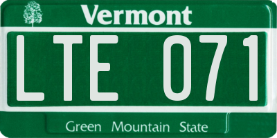 VT license plate LTE071