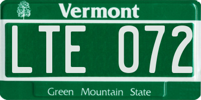 VT license plate LTE072