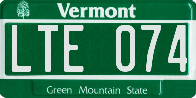 VT license plate LTE074