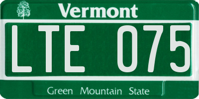 VT license plate LTE075