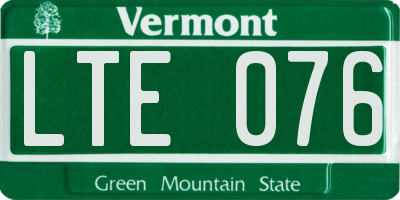 VT license plate LTE076