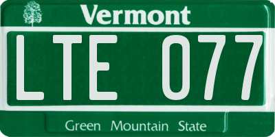 VT license plate LTE077