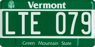 VT license plate LTE079