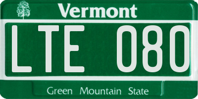VT license plate LTE080