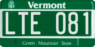 VT license plate LTE081
