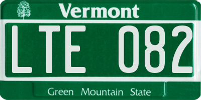 VT license plate LTE082