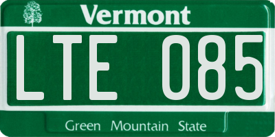 VT license plate LTE085