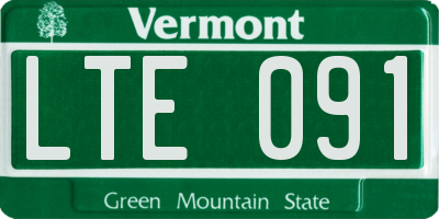VT license plate LTE091