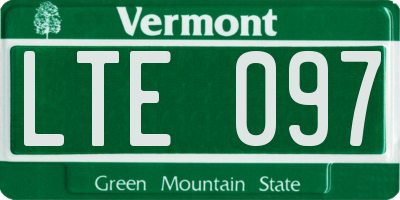 VT license plate LTE097