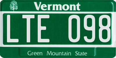VT license plate LTE098
