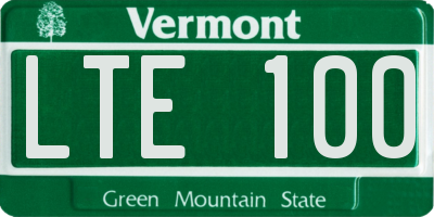VT license plate LTE100