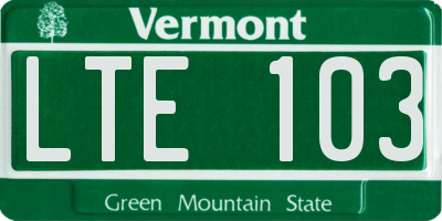 VT license plate LTE103