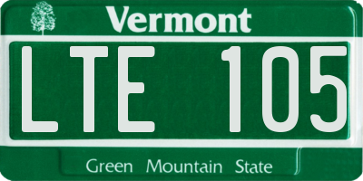 VT license plate LTE105
