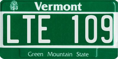 VT license plate LTE109