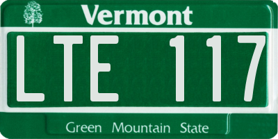 VT license plate LTE117