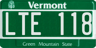 VT license plate LTE118