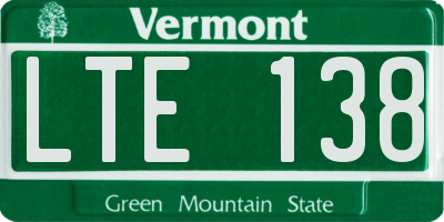 VT license plate LTE138