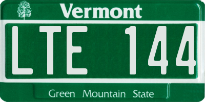 VT license plate LTE144