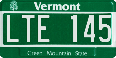 VT license plate LTE145