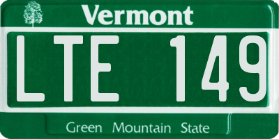 VT license plate LTE149