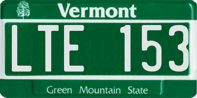 VT license plate LTE153