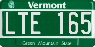 VT license plate LTE165