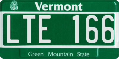 VT license plate LTE166