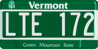 VT license plate LTE172