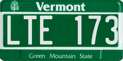 VT license plate LTE173