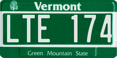 VT license plate LTE174